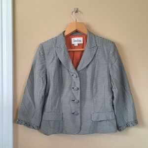 Vtg Neiman Marcus Silk Gingham Mod Blazer